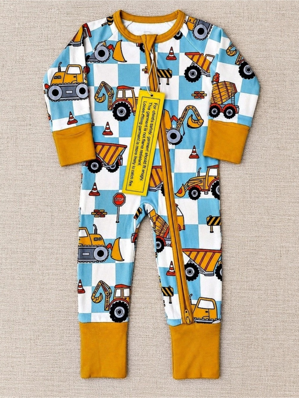 Construction Bamboo Sleeper 0–3 Months | Two-Way Zipper